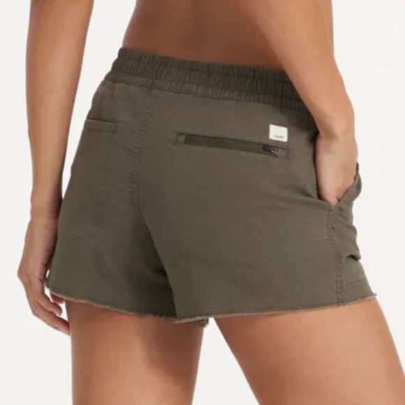 VUORI Vintage Ripstop Shorts Sz S Dark Oregano Army Green Olive Raw Hem Cotton - Picture 1 of 12